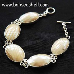 silver brecelet bali with shell / gelang perak bali dengan kerang turbo