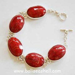 red coral brecelet silver 925 / gelang perak 925 dengan koral merah 