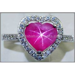 beautiful metalik red ruby star burma ring ( rl 100)