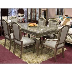 meja makan marmer 6 kursi