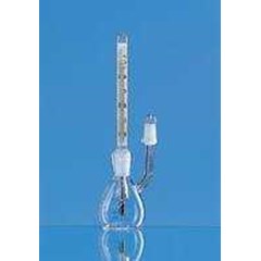 glass density bottle calibrated with thermometer