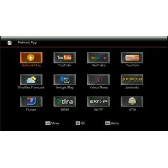 skybox v8 combo dvb-s2 & dvb-t2 didukung processor ali 3551 dual core cpu, 600mhz mips 1024m ddr iii, 400m rom: supported modem jaringan 3g & gprs, lan, usb wifi, youtube, you* * * n, weather forecast, google map, iptv