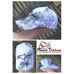 topi racing import alpine gradasi putih