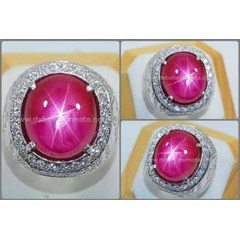 batu mulia hot pinkish red safir star mulus - sps 194