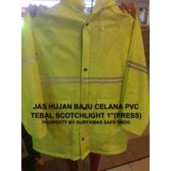 jas hujan pvc tebal dengan scotchlight( baju dan celana)