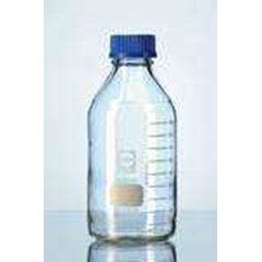 duran* laboratory bottle with din thread, graduated, pp blue scew cap, pp pouring ring, iso 4796, clear 500ml
