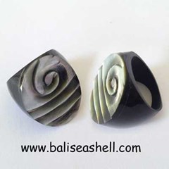 seashell ring combine carving art / cincin kerang ukir tahiti