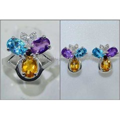 beautiful sparkling three natural precious stone - rl 103