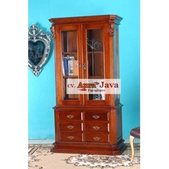 bkcr-mlemari buku ramping 2 pintu colonial mahogany aura java furniture style