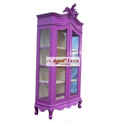 armoire cabinet purple touch color furnishing lemari buku ajf-02m pajangan french aura java furniture style