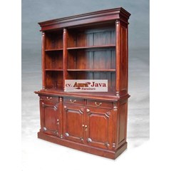 open bookcase colonial mahogany lemari buku bko3-m 2 sekat atas french furniture aura java
