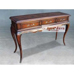 table console classic mahogany daf14-d dengna laci aura java furniture indonesia