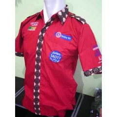 baju bengkel bri pria merah