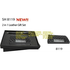 gift set tempat kartu nama kulit metal pulpen metal sh 8119-8