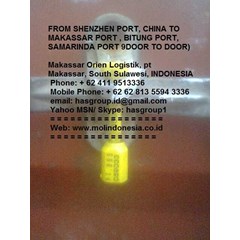 china to indonesia, door to door ex shenzhen to bitung, shenzhen to samarinda, shenzhen to makassar,