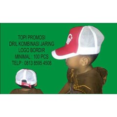 produksi topi drill kombinasi cintong dan jaring