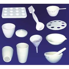 laboratory porcelain ( mortar, stamper, cawan penguap, sendok spatula, dll)