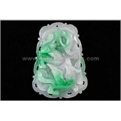 beautiful white & green apple jade/ giok burma carving hong liang - gu 040