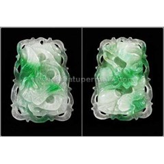 beautiful white & green apple jade/ giok burma carving hong liang - gu 038