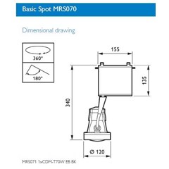 basic spot mrs071 1xcdm-t70w ic bk philips