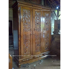 almari pakaian baju pintu 3 peluru biyur fuel ukiran kayu jati jepara