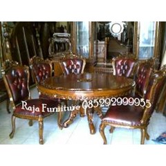 kursi makan set jati ukir model ganesha salina 6 kursi
