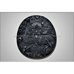 natural obsidian antik ukir naga 3d. simbol kekuasaan kaisar - cr 010