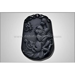 natural obsidian ukir sun go kong 3d ( kera sakti) - cr 011