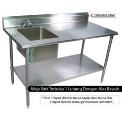 meja sink terbuka 1 lubang dengan alas bawah