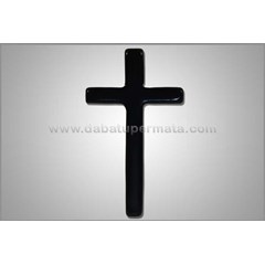 liontin salib antik metalik black onix - li 056
