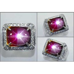 antique elegant ruby star, red & white - rbs 286
