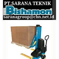 bishamon manual & battery stacker type sts pt. sarana teknik bishamon hand pallet stacker - material handling