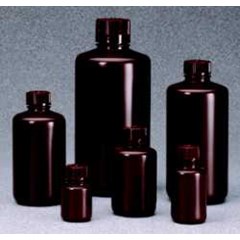 nalgene™ boston round narrow-mouth translucent amber hdpe bottles with closure: bulk pack