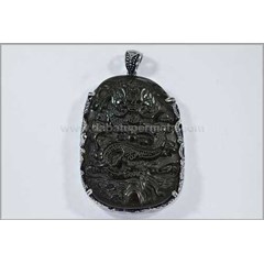 natural obsidian dragon carving - li 064