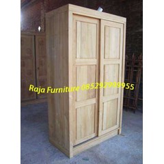 almari pakaian minimalis 2 pintu geser model kotak besar