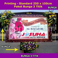 papan bunga ucapan printing - standard paket bunga 3 titik