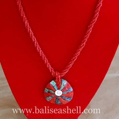 shell coral art pendants with paua / kalung oval paua mix koral