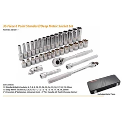 d010011 - 35 piece 6 point standard/ deep metric socket set