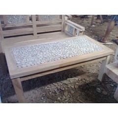 set meja tamu trembesi kombinasi coin jati