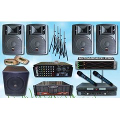 paket karaoke a1: mixer + power + 4 spk 15 inch auderpro