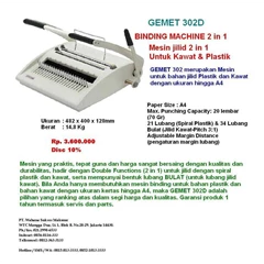 gemet mesin penjilid 302d 2 in 1