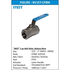 mdt - 1 pc ball valve, reduce bore