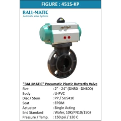 ball matic - pneumatic plastic butterfly valve, single/double acting