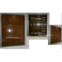 lemari pakaian jati minimalis pintu 4 modern