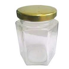toples kaca hexagon ukuran 200 ml