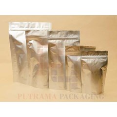 kemasan standing pouch aluminium foil silver 18x29+zipper
