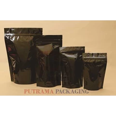 kemasan standing pouch aluminium foil hitam 13x20+zipper