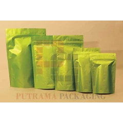 kemasan standing pouch alu foil hijau 18x29+zipper