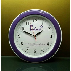 jam dinding ring ungu list putih 30 cm 