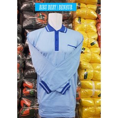 kaos kerah cardet biru baby kombinasi biru benhur